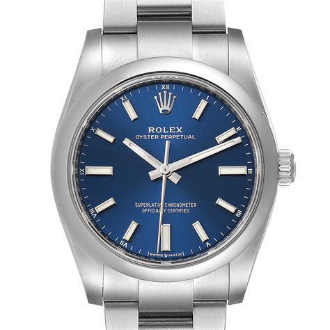 rolex oyster perpetual 34 mm blue dial|rolex oyster perpetual prix.